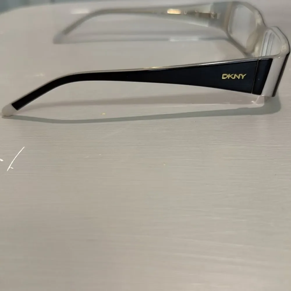DKNY Eyeglass Frames Black White Rectangle Prescription Glasses Women